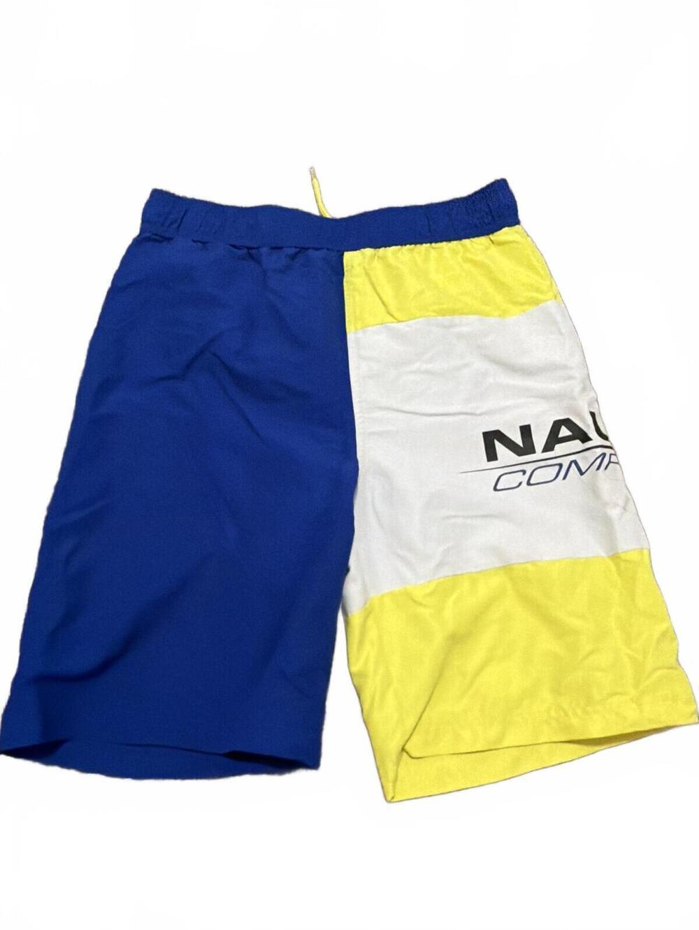 Nautica Boys Blue Yellow Colorblock Swim Trunks XL